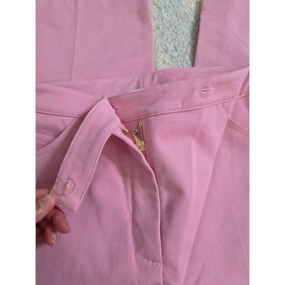 St John Sport by Marie Gray Pink Straight Pant Gold Accents Hardware sz 12 NWOT - Picture 8 of 10